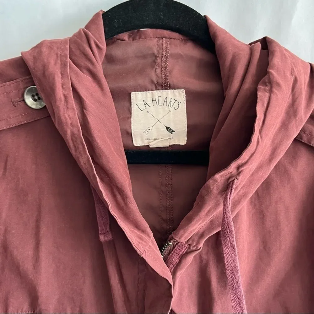 Pacsun LA Hearts Maroon Lightweight Utility Jacket